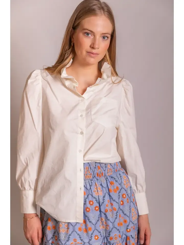 Ruffled Collar Button Up Shirt