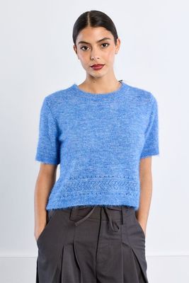 Blue Short Sleeve Sweater