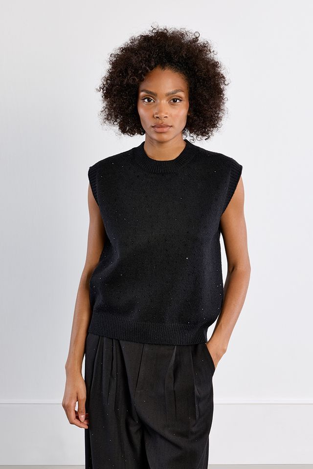 Sparkle Sleeveless Sweater, Size: S