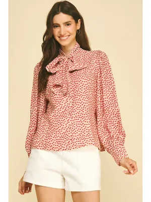 Polka Dot Tie Button Top