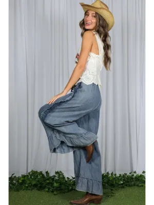 Ruffle Chambray Pants