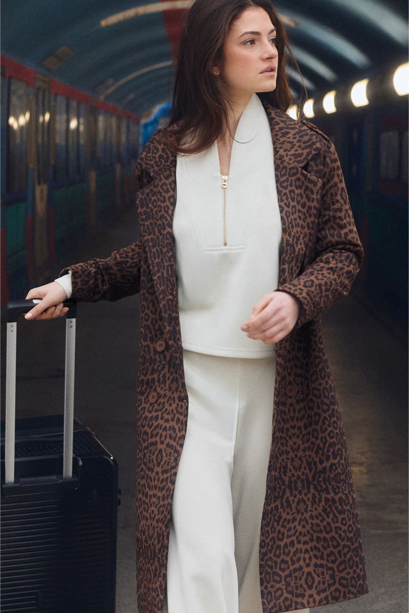 Double Breasted Leopard Coat