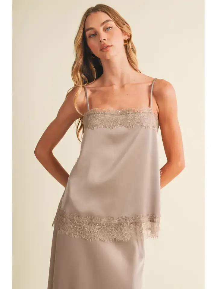 Scallop-Lace Satin Camisole