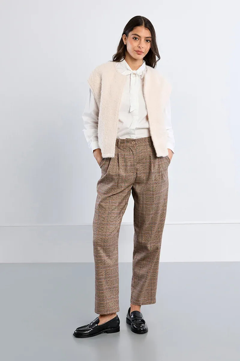 Glen Plaid Trousers, Size: S
