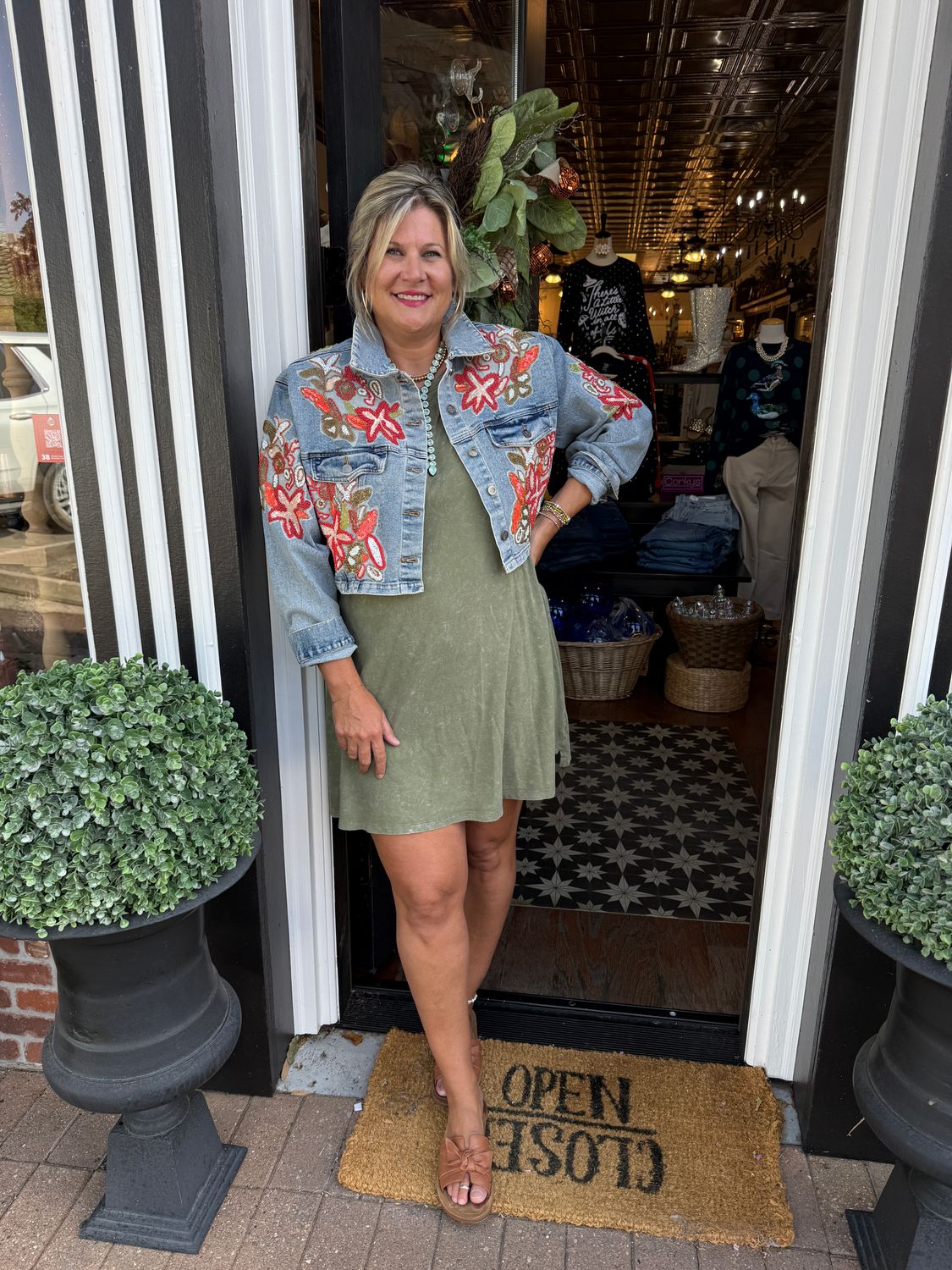 Beaded Embroidered Denim Jacket