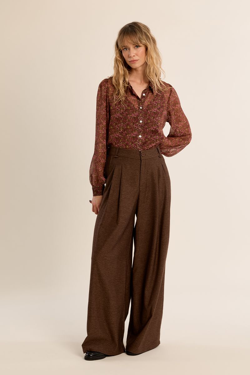 Chocolate Pleated Trousers, Size: S
