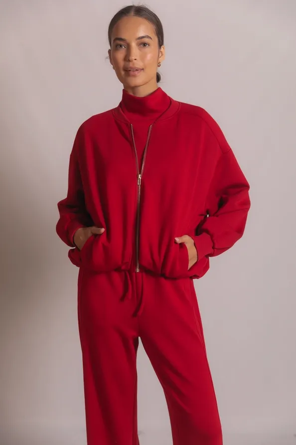 Cherry Modal Bomber Jacket, Size: xs