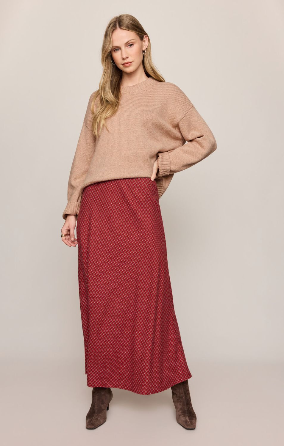 Red Crestview Plaid Skirt
