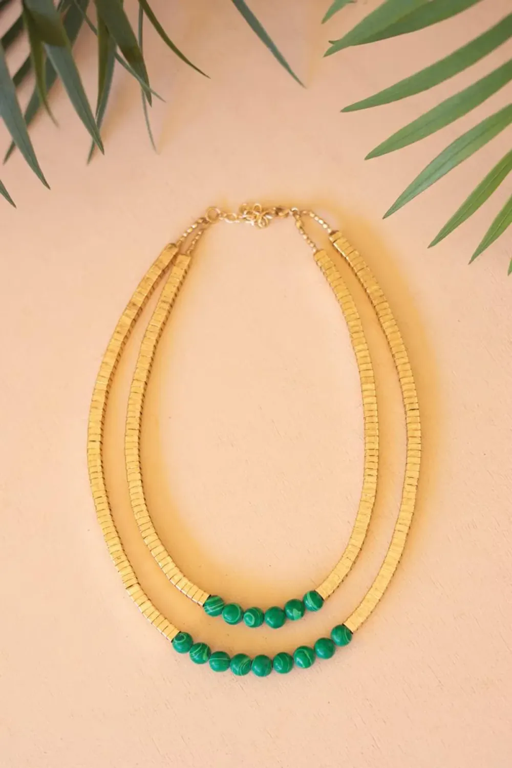 Glass Bead Double Swag Necklace