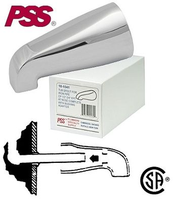"18-1041 C/P TUB SPOUT 3/4""IP, C/W 3/4""X 1/2"" BUSHING"
