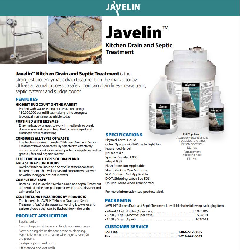 JAVELIN SEPTIC TANK ACTIVATOR