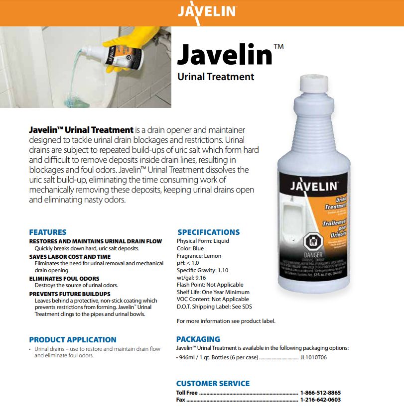 JAVELIN URINAL TREATMENT