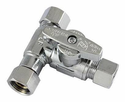 COMP VALVE TEE 3/8"F SW X 3/8"CO X 3/8"CO LF