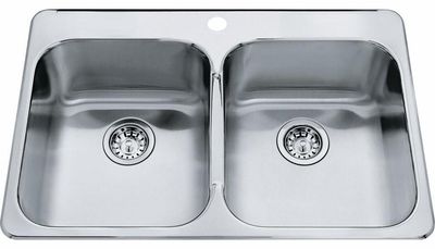 DBL BOWL SS SINK 1 HOLE KINDRED