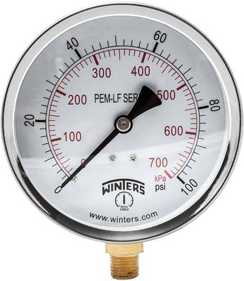 "0-100 PRESSURE GAUGE 1/4"""DRY