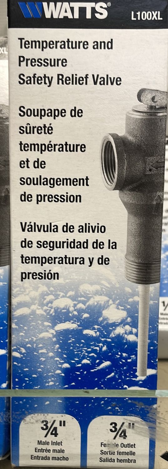 "T&amp;P RELIEF VALVE 3/4"" WATTS, l100XL"