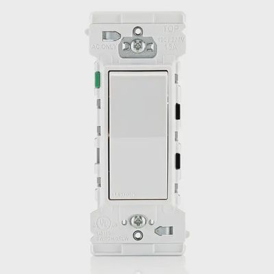 E5601-W Leviton Self-Grounded Switch, 120/277 V AC, 15 A, 1/2, 2 hp Power Rating