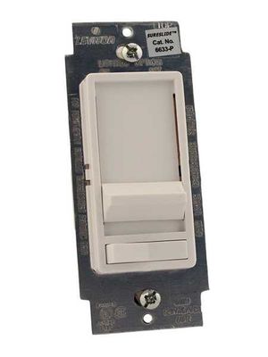 6633-PLI Leviton Decora SureSlide 3-Way Electro-Mechanical Illuminated Dimmer Switch, 120 VAC, 1 Poles, Ivory