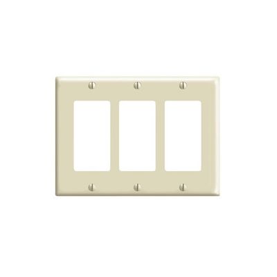 3-Gang Decora/GFCI Device Wallplate, Standard Size, Thermoset, Ivory 80411-I