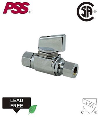 1/4 TURN STRAIGHT RETROFIT BALL VALVE - MACHINED BRASS - LEAD FREE - 3/8" OD F. X 3/8" OD