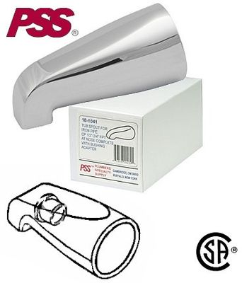 "18-1042 C/P WALTEC TUB SPOUT, 1/2""FINE THREAD AT NOSE"