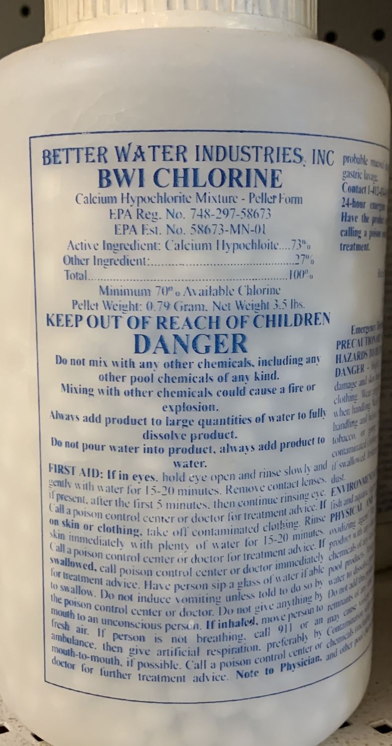 CHLORINE PELLETS 31/2 LB TUB