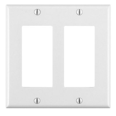 2-Gang Decora/GFCI Device Wallplate, Standard Size, Thermoset, White 80409-W
