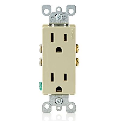 15 Amp Decora Duplex Outlet/Receptacle, Grounding, Ivory 5325-I
