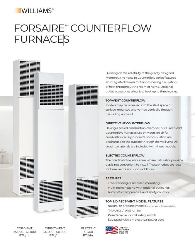 WILLIAMS 6008832 TOP VENT FURNACE
