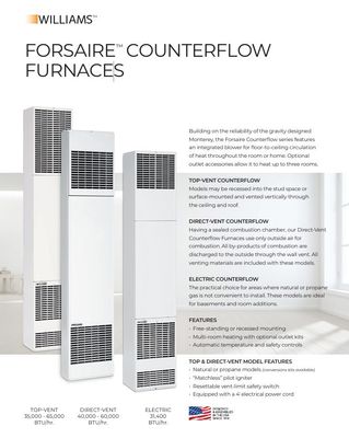 WILLIAMS 6008832 TOP VENT FURNACE