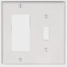 80405-W Leviton Standard Size Combination Wall Plate, 2 Gangs, 4.56 in W x 4.5 in H, Thermoset, White