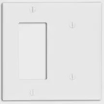 80708-W Leviton Decora Blank Standard Size Combination Wall Plate, 2 Gangs, 4.56 in W x 4.5 in H, Thermoplastic, White