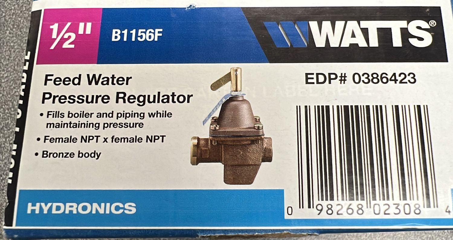 "WATTS PRESS REG 1/2 1156F, FEED WATER PRESSURE REGULATOR"