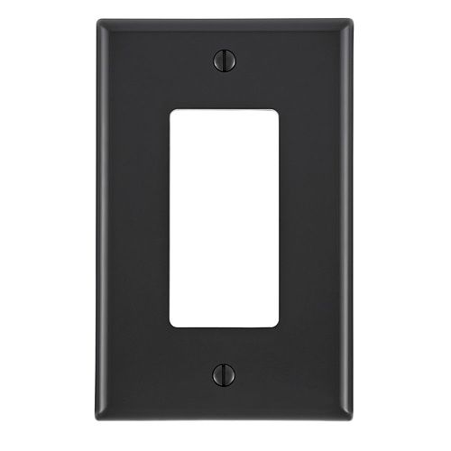 1-Gang Decora/GFCI Device Wallplate, Midway Size, Thermoplastic Nylon, Black PJ26-E