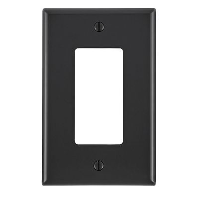 1-Gang Decora/GFCI Device Wallplate, Midway Size, Thermoplastic Nylon, Black PJ26-E