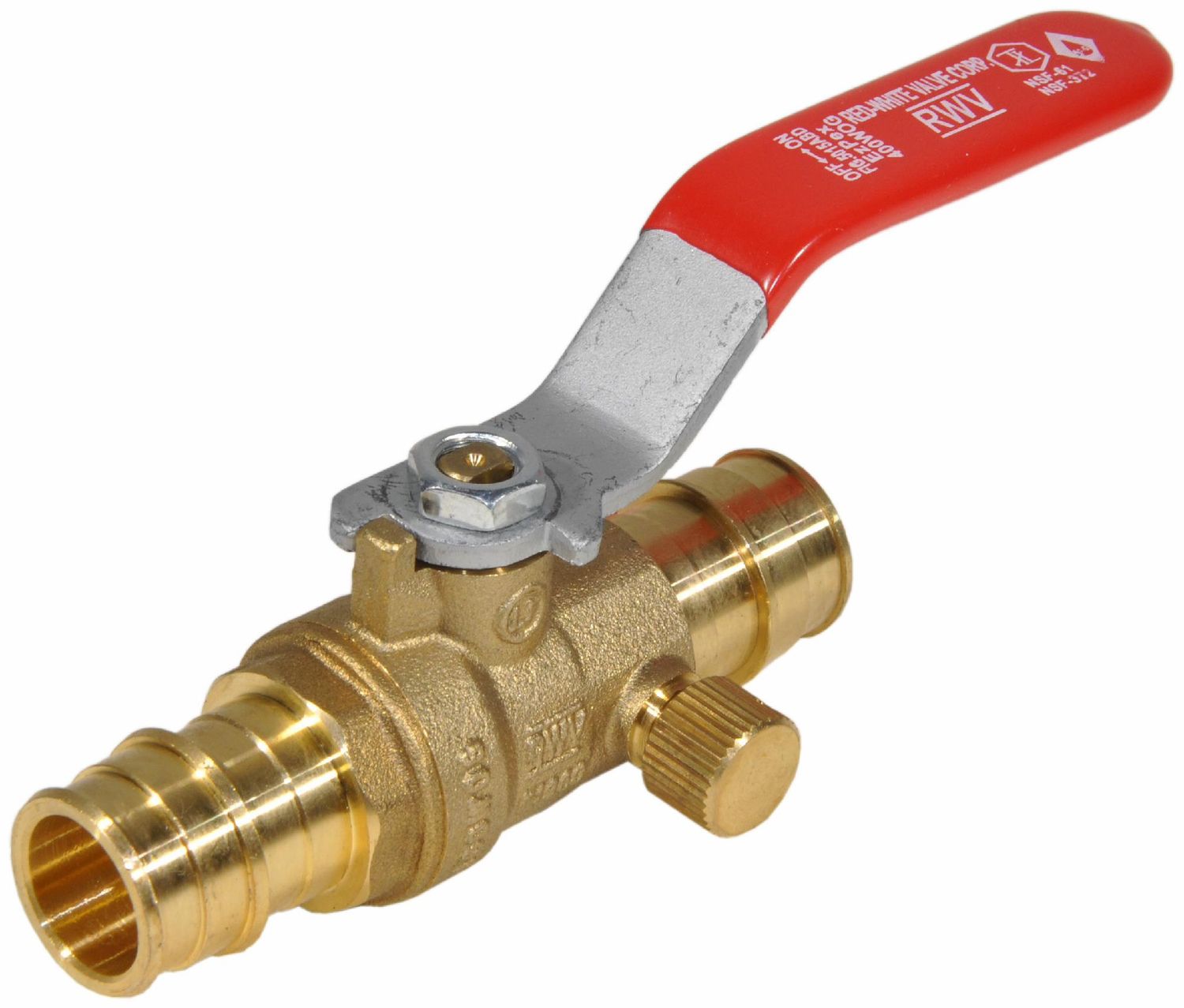 PEX CRIMP BALL VALVE STOP AND DRAIN 1"