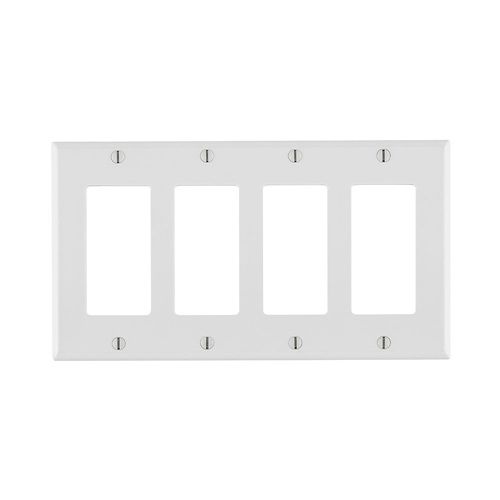 4-Gang Decora/GFCI Device Wallplate, Standard Size, Thermoset, White 80412-W