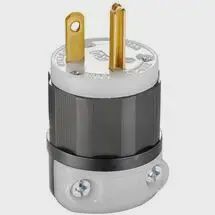 5466-C Leviton Cable Mount Grounding Straight Blade Plug, 250 V AC, 20 A, 2 Poles, 3 Wires, Black/White