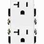 LEVITON DR20-W Decora Plus™ Outlet, Self Grounding Straight Blade Duplex Receptacle 20 A, 5-20R blanc