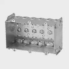 BC2104-LLE-3 Iberville 3 Gang, 3 Outlet Non-Gangable Steel Device Box with Holding Prongs, 3 in H x 5-1/2 in W x 2-1/2 in D