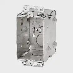 BC1104 Iberville 1 Gang, 1 Outlet Gangable Steel Device Box with Recessed Ears, 3 in H x 2 in W x 2-1/2 in D, 4 Knockouts