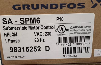 3/4 HP 230V CONTROL BOX