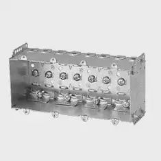 BC2104-LLE-4 Iberville 4 Gang, 4 Outlet Non-Gangable Steel Device Box with Holding Prongs, 3 in H x 7-3/8 in W x 2-1/2 in D