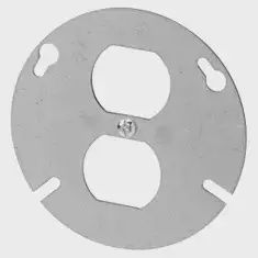 BC54-C-65 Iberville 4 in Round Flat Steel Duplex Receptacle Box Cover, 1 Outlet