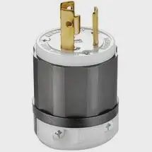2621 MALE Leviton Black &amp; White 1-Phase Grounding Cable Mount Locking Plug, 250 V AC, 30 A, 2 Poles, 3 Wires, Black/White