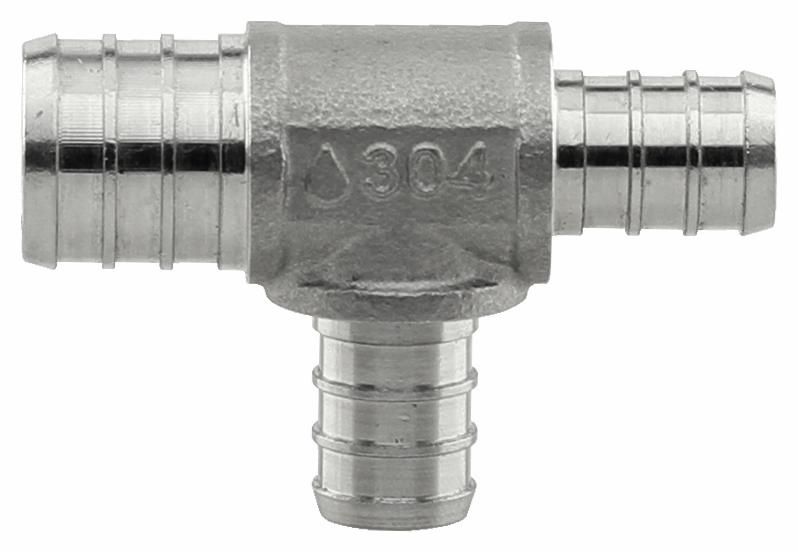STAINLESS STEEL PEX CRIMP REDUCING TEE 3/4 X3/4X 1/2