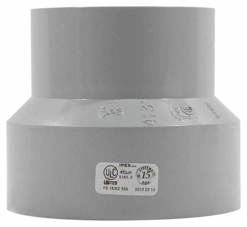 SYSTEM 15 4" X 3" COUPLING DWV PVC