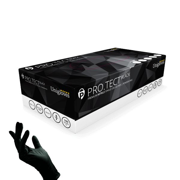 PRO-TECT BLACK NITRILE GLOVES, Size: XS
