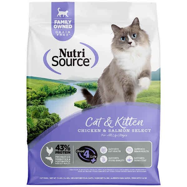 Nutri Source Cat &amp; Kitten Select Grain Free Chicken &amp; Salmon, Size: 12LB