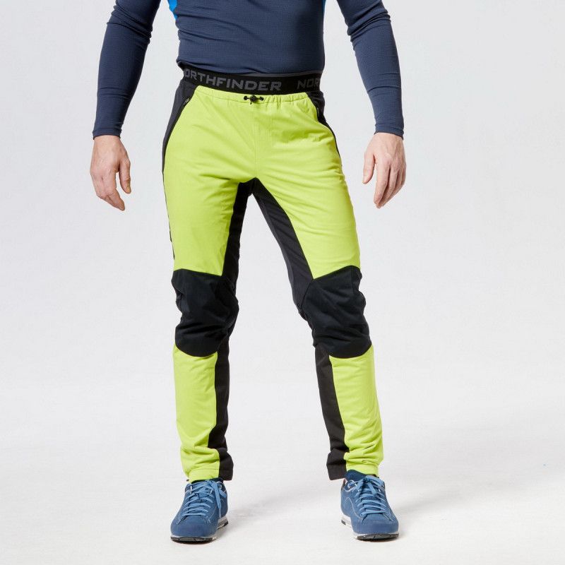 Męskie spodnie narty biegowe i ski-touring Polartec® Power Stretch® PRO PIETRO, seledynowo czarne